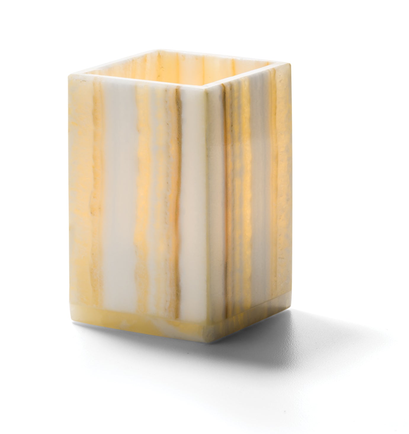 Exquisite Hollowick Luxor Square Solid Alabaster Candle Holders for Elegant Décor