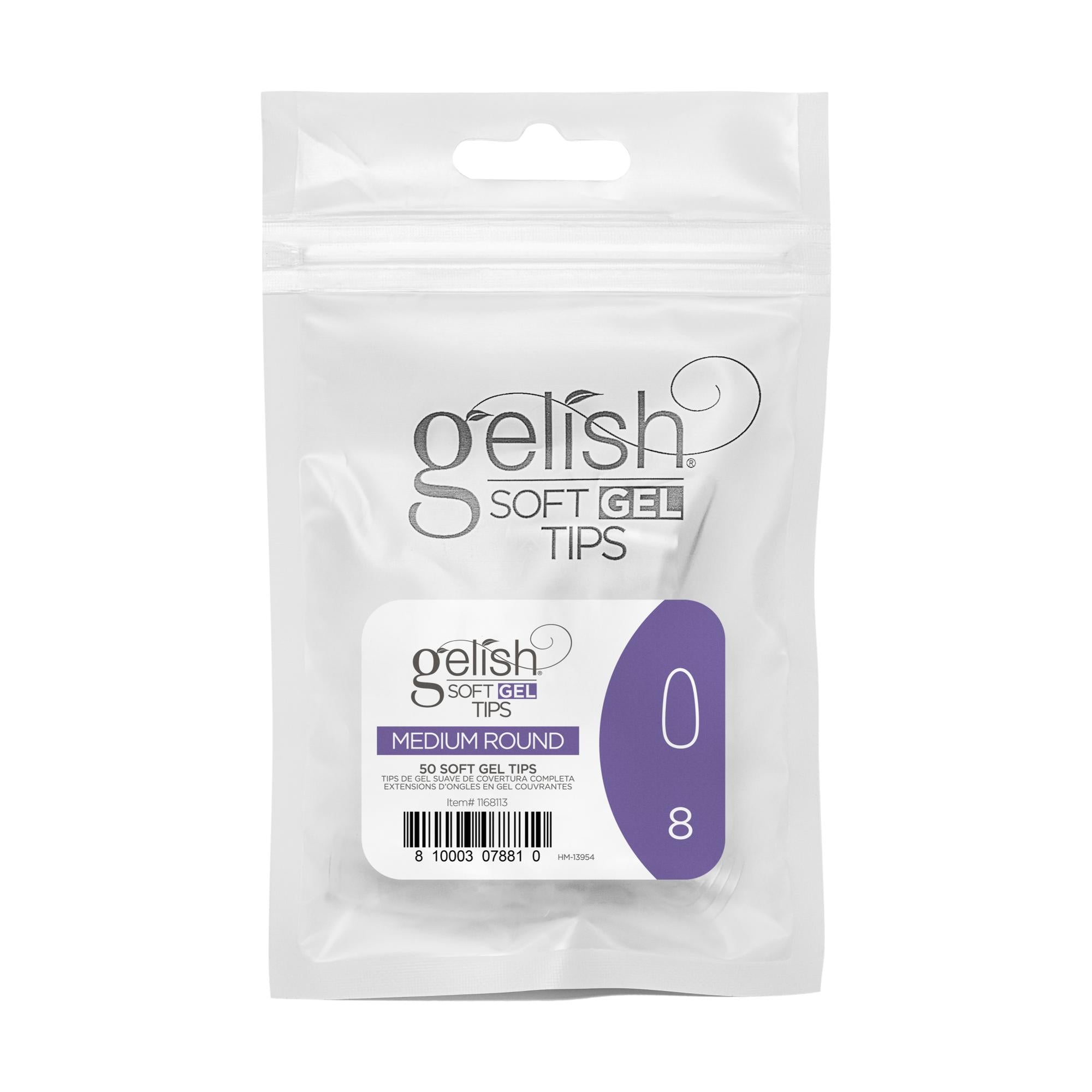 Gelish Refillable Soft Gel Nail Tips in Medium Round Shape, 50 Pieces per Pack