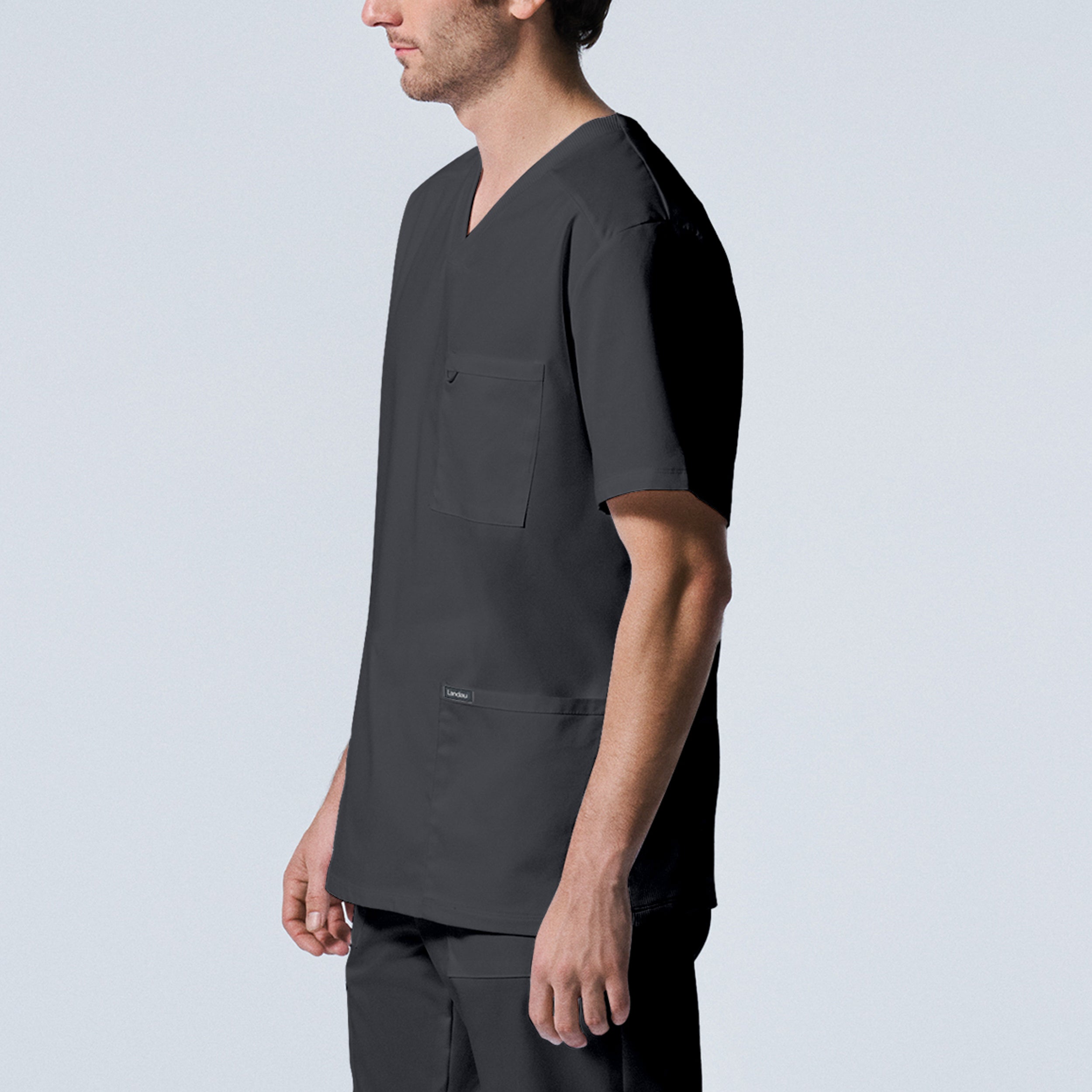 Landau ProFlex Men's V-Neck 4-Pocket Scrub Top for Daily Wear