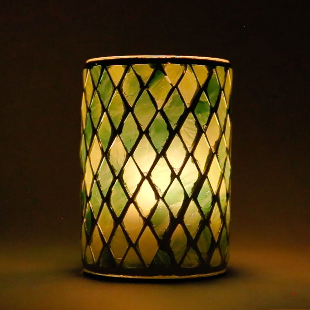 Set of 6 Exquisite Emerald Mosaic Decorative Candle Holders for Spa Ambiance