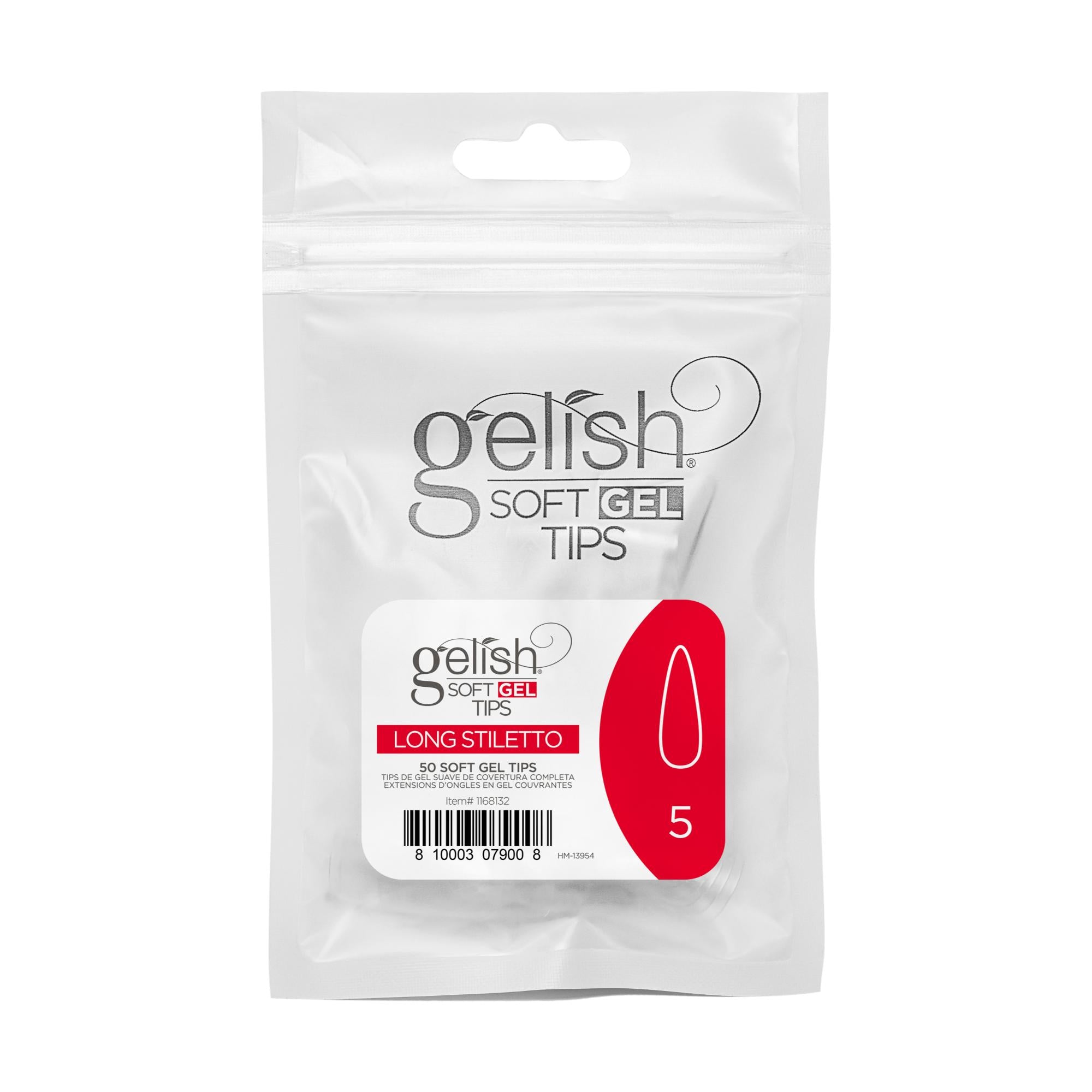 Gelish Long Stiletto Soft Gel Tips, 50-Piece Refill Pack