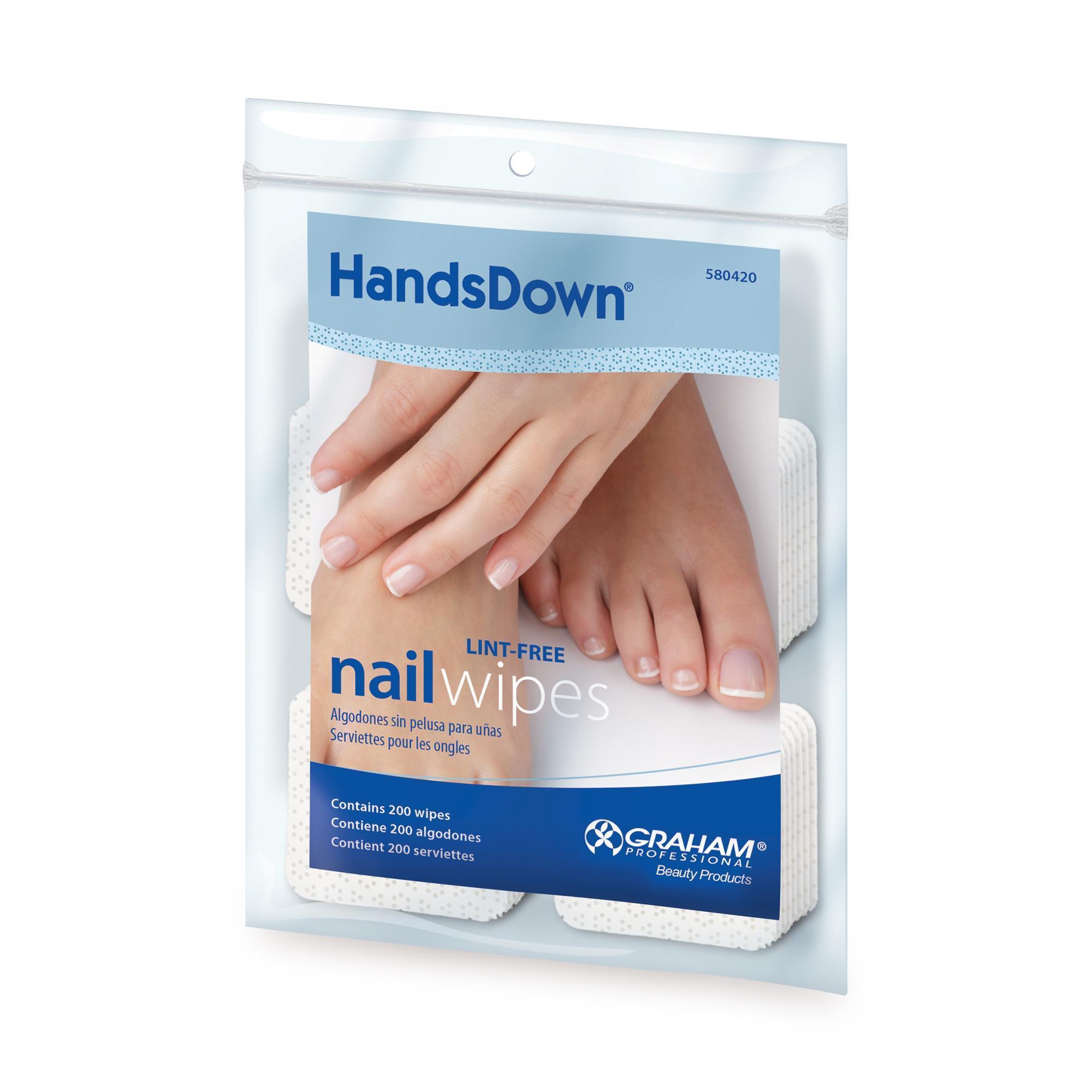 HandsDown Non-Linting Nail Cleaning Wipes, Pack of 200 Pieces