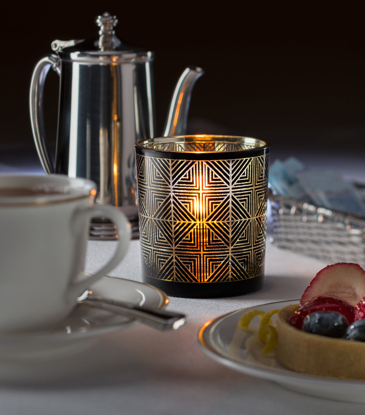 Elegant Sussex Geometric Glass Votive Candle Holder for Decorative Purposes