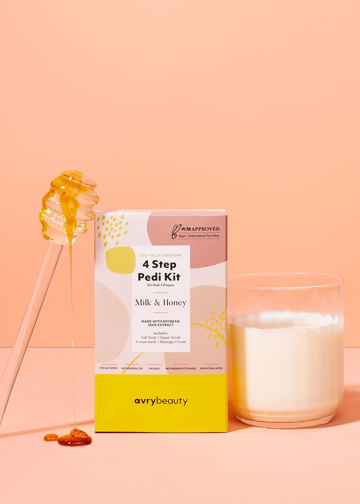 Avry Beauty Premium 4-Step Vegan Pedi Kit for Clean Spa Pedicures