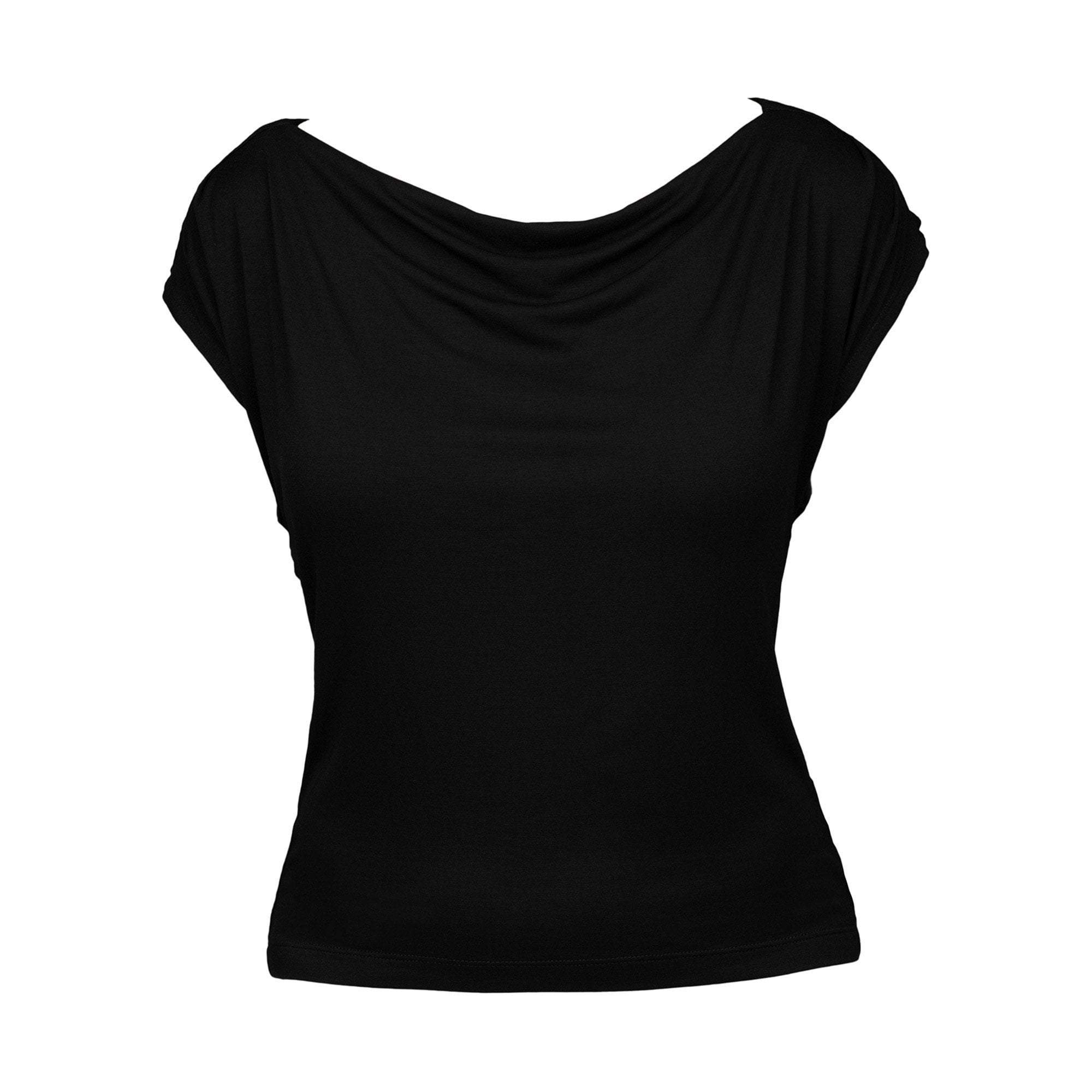 Stylish Black JHOLIE London Jersey Boat Neck Tee for Any Occasion