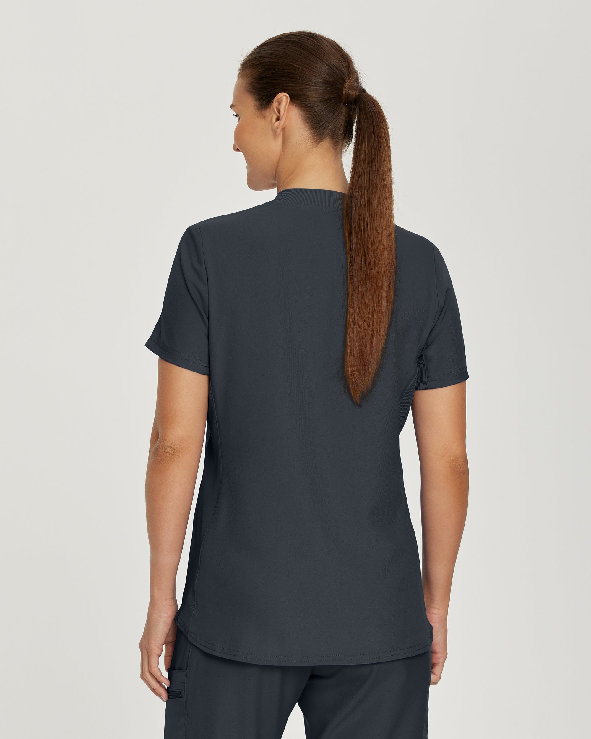 Stylish Women's 3-Pocket V-Neck Landau Forward Scrub Top with Soft Rib-Knit