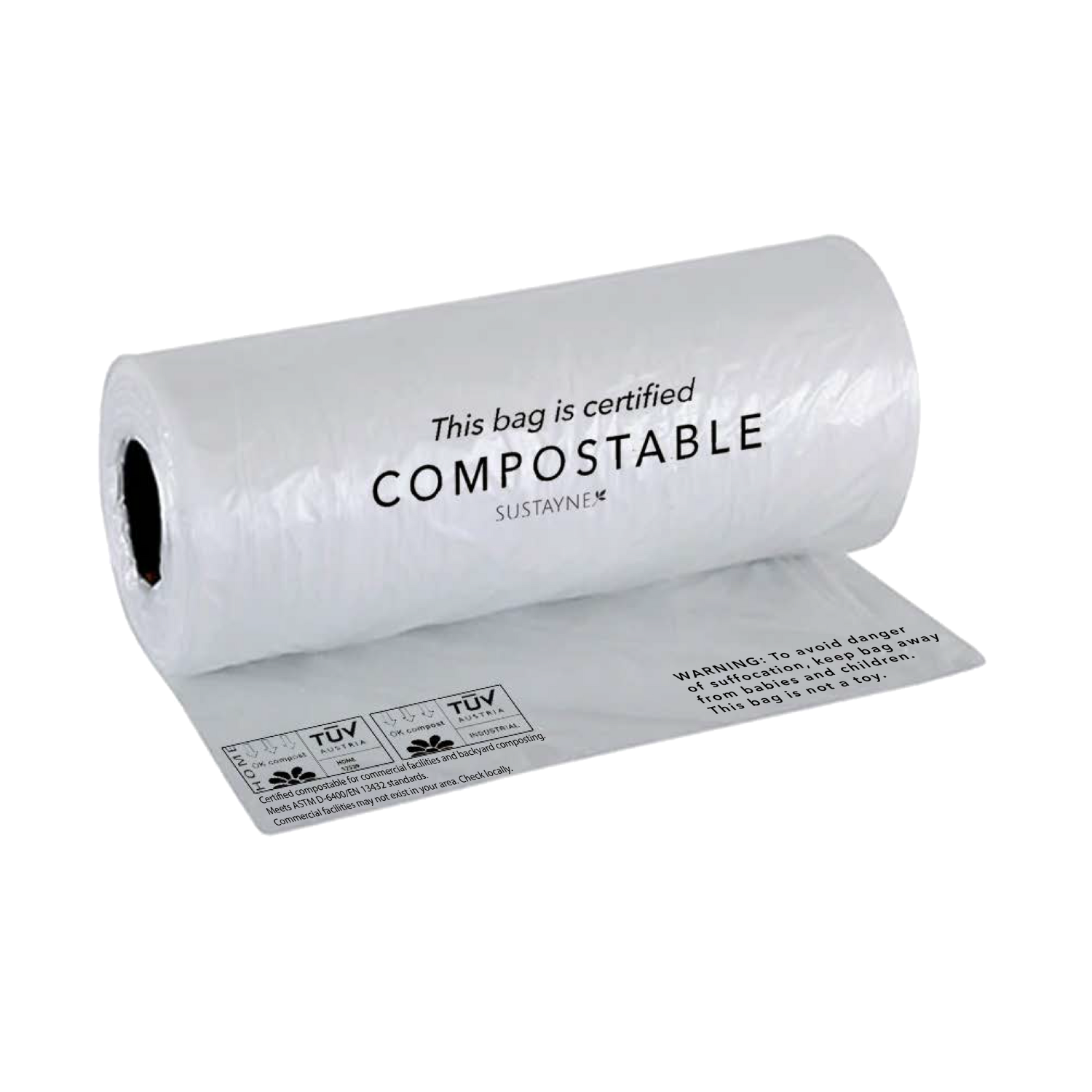 Eco-Friendly Sustayne Compostable Swimsuit Storage Bags, 11 Inches by 19 Inches, Pack of 2 Rolls with 300 Bags per Roll, 600 Bags in Total