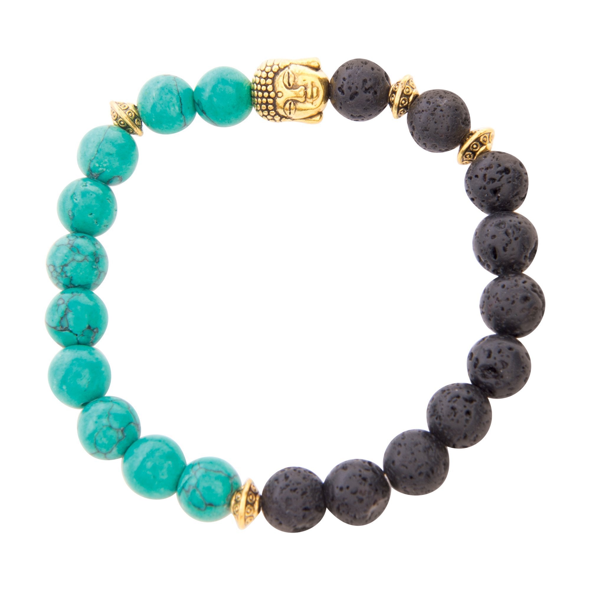 Stylish Green and Black Lava Bead Bracelet for On - the - go Aromatherapy