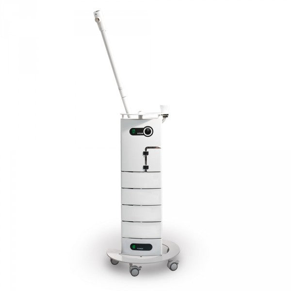 Gharieni White AluVap Facial Steamer and De Luxe NEO 3.5 Diopter LED Magnifying Lamp for Treatment Rooms