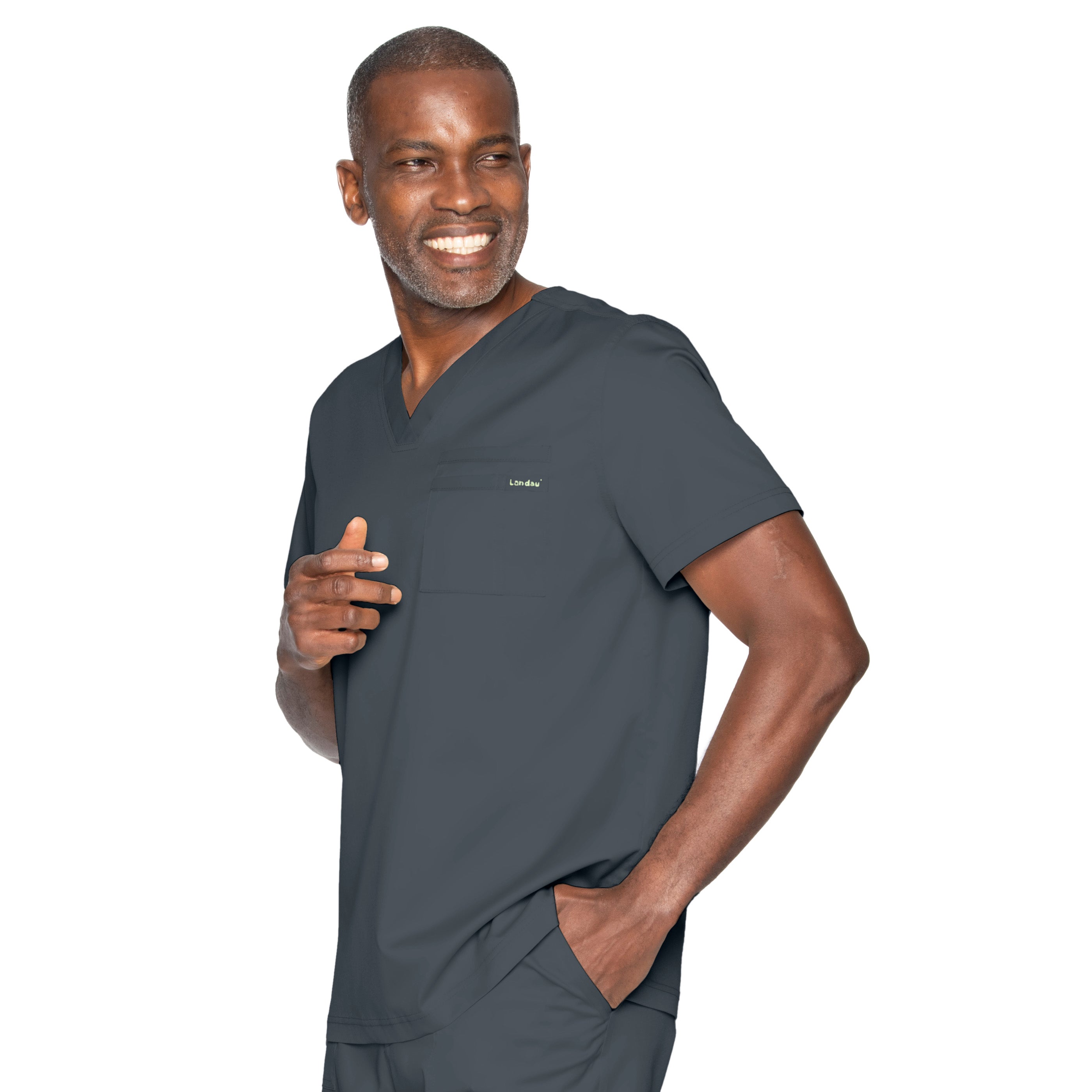 Landau ProFlex Men's V-Neck 2-Way Stretch Top with 1 Pocket, Sizes 2XL - 5XL