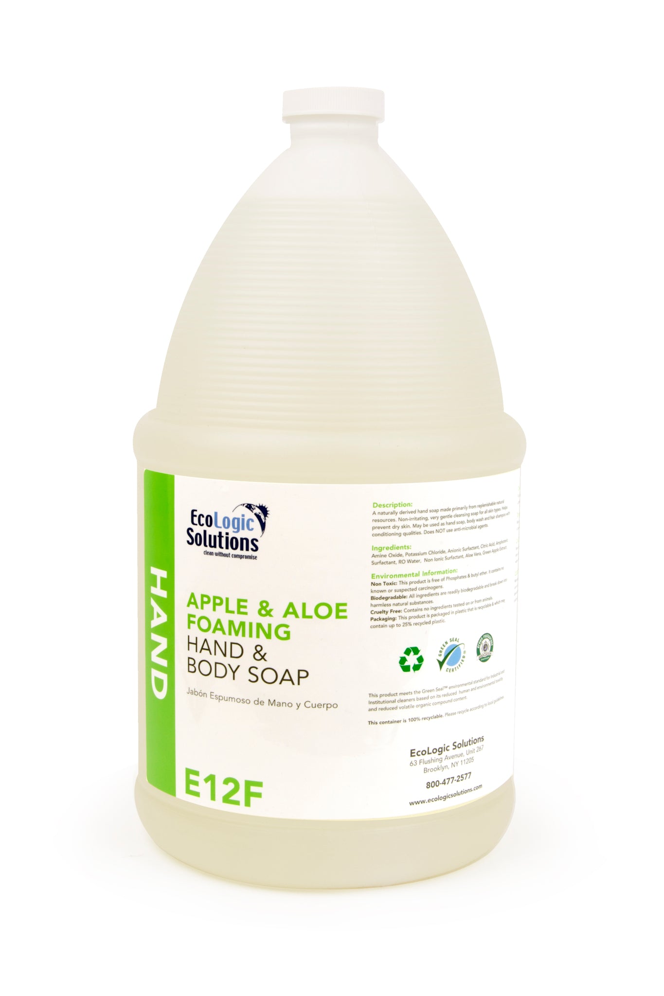 1 Gallon Foaming Hand Soap with Aloe Vera and Refreshing Green Apple Scent